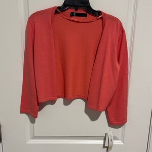 Leslie Fay Vibrant Coral Knit Top